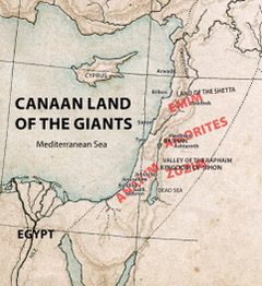 Map showing the ancient land of Canaan and its neighboring regions.